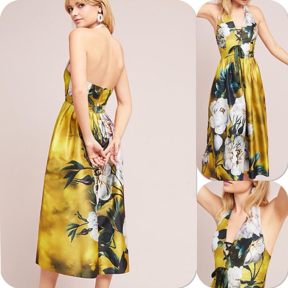 NWT Anthro Taffeta Halter Dress